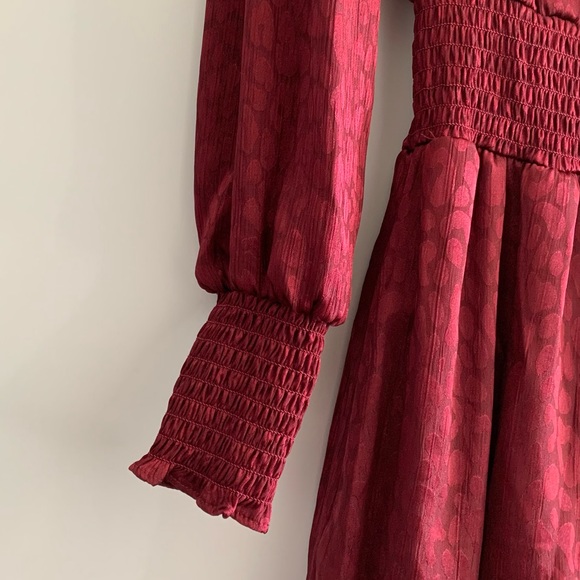 Michael Kors Red Long Sleeve Cheetah Print Flow Petite Dress - Picture 4 of 6